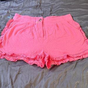 SHEIN High Waist Pink Ruffle Shorts